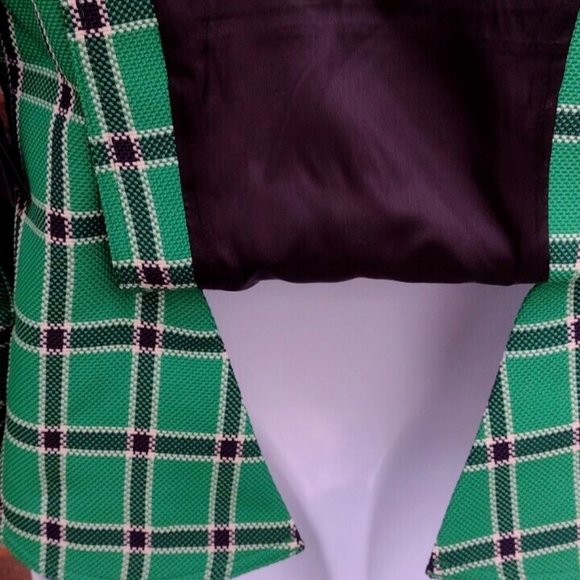 Smythe Equestrian Puff Sleeve Wool Blazer Kelly Green Hunting Plaid Size 6 NWT - Picture 8 of 9